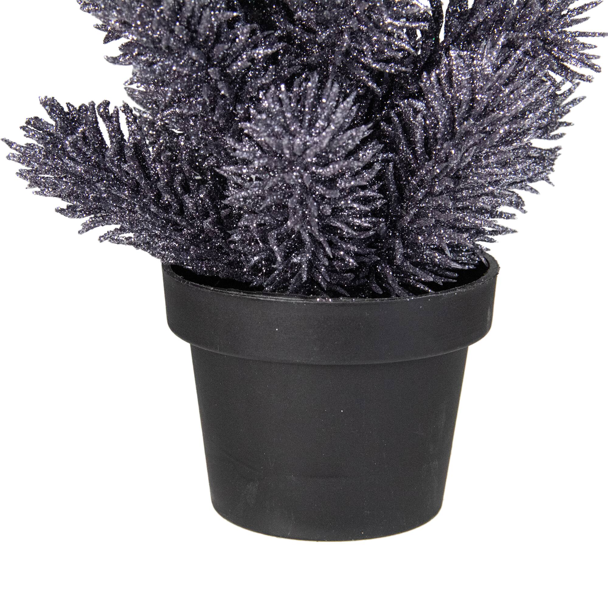 8.5" Unlit Metallic Glitter Mini Pine Artificial Potted Christmas Tree